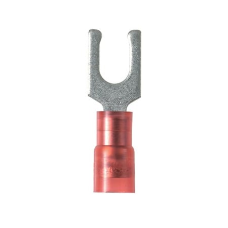 Panduit Fork Terminal, #6 Stud Size, 18 AWG, 600 V, Nylon Insulated, Red, 1000 PK PN18-6LF-M